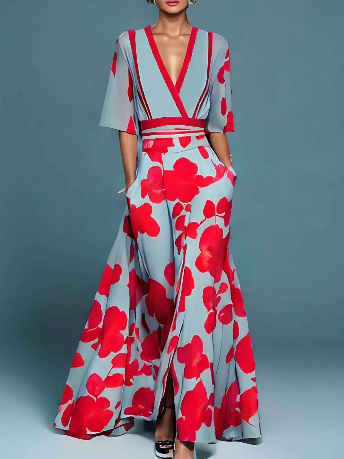Evie - Elegant Dress With Flower Pattern