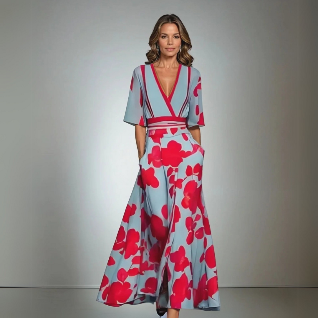 Evie - Elegant Dress With Flower Pattern!