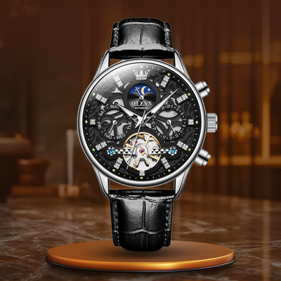 Mechanical Automatic Watch with Leather Band
