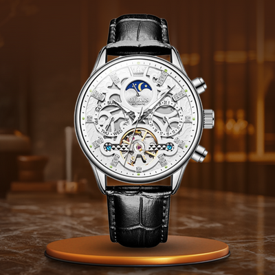 Mechanical Automatic Watch with Leather Band