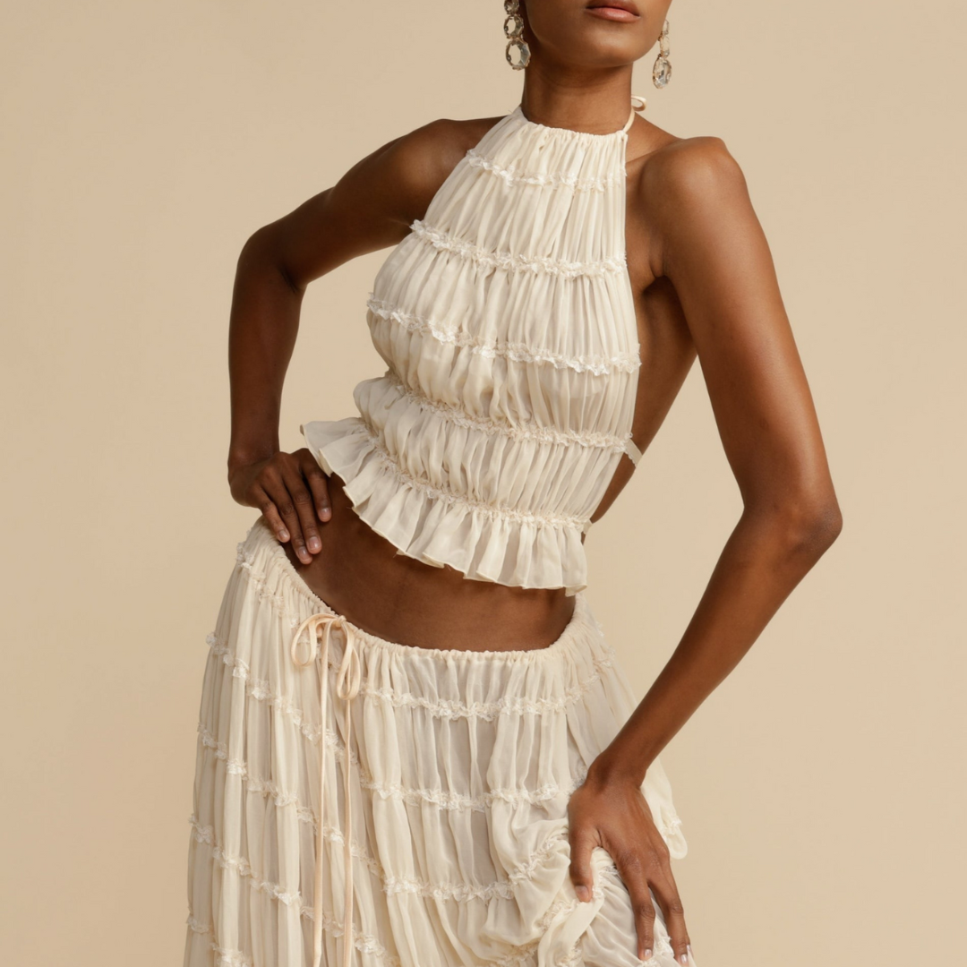 Chic WENDY Halter Top and Skirt Ensemble