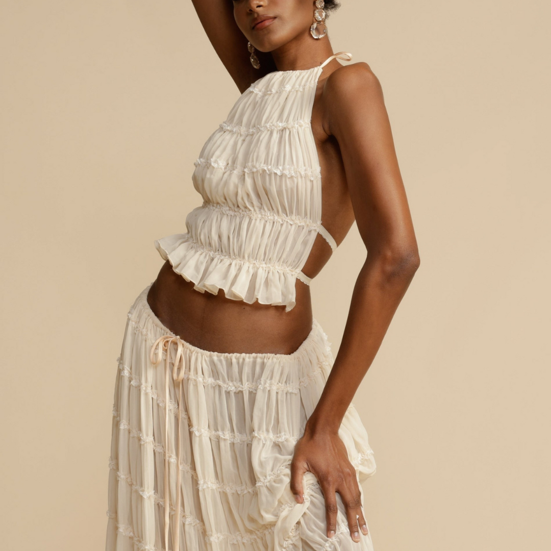 Chic WENDY Halter Top and Skirt Ensemble