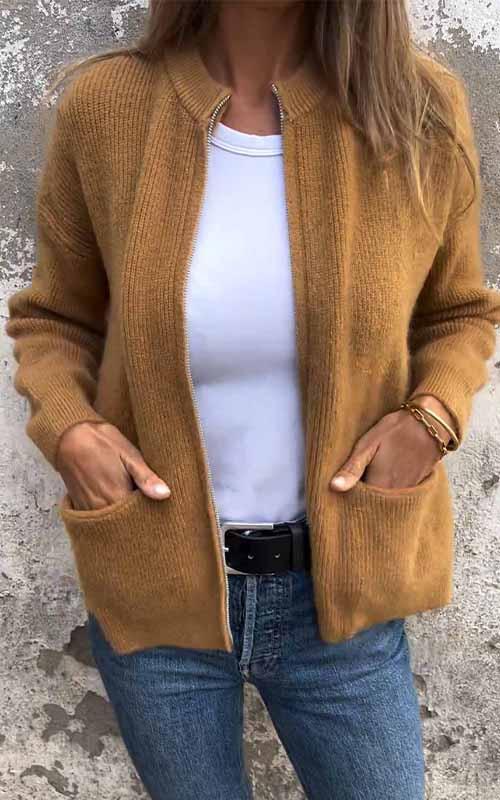 Aleida - Cozy knitted cardigan with zipper